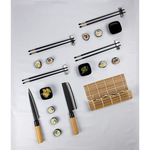 sushi kit with knife boxed in tin