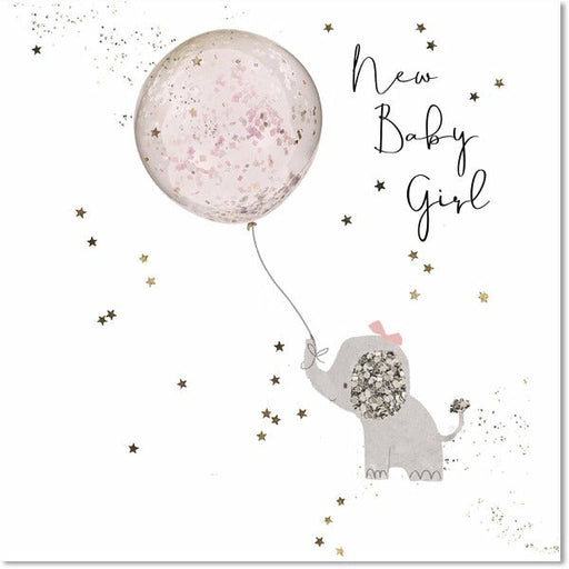 pink and silver baby greeting card