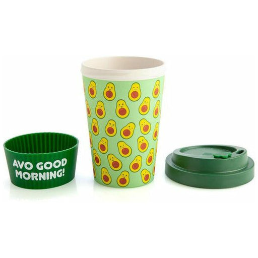 bamboo avocado cup with silicone screw top lid