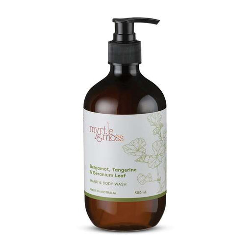 myrtle & moss hand and body wash bergamot pump bottle