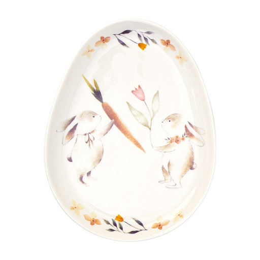 bunny ceramic egg shaped plate