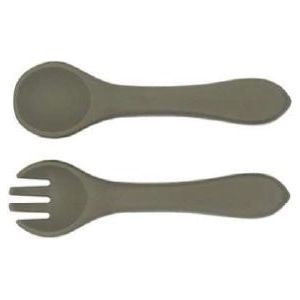 green silicone baby cutlery for baby feeding