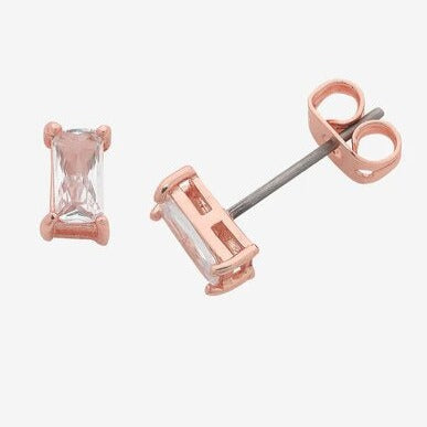 liberte rose gold earring with clear crystal