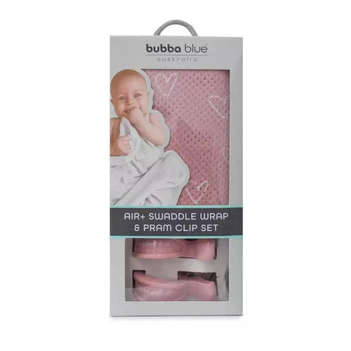 bubba blue air swaddle wrap and pram clip set pink