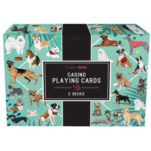 dog casino playing cards two decks in box