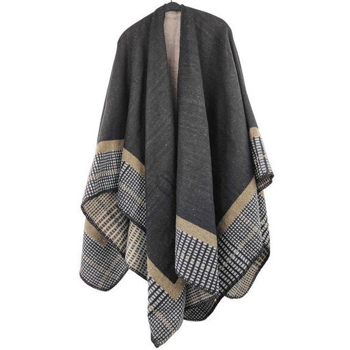black reversible wrap poncho shawl