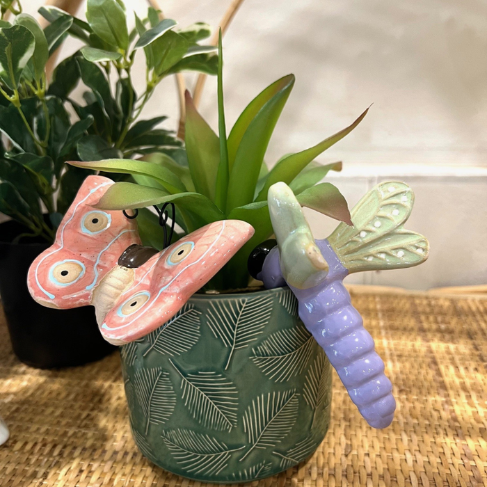 Butterfly Pot Hanger Pink 10cm