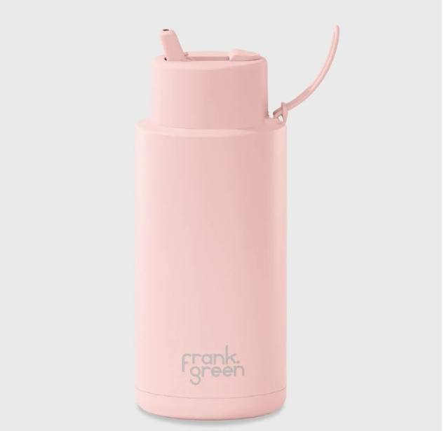 Frank Green 34oz Reusable Bottle with Flip Straw Lid Blushed