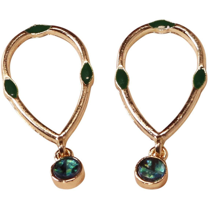 Lilah Teardrop Earrings Gold & Green