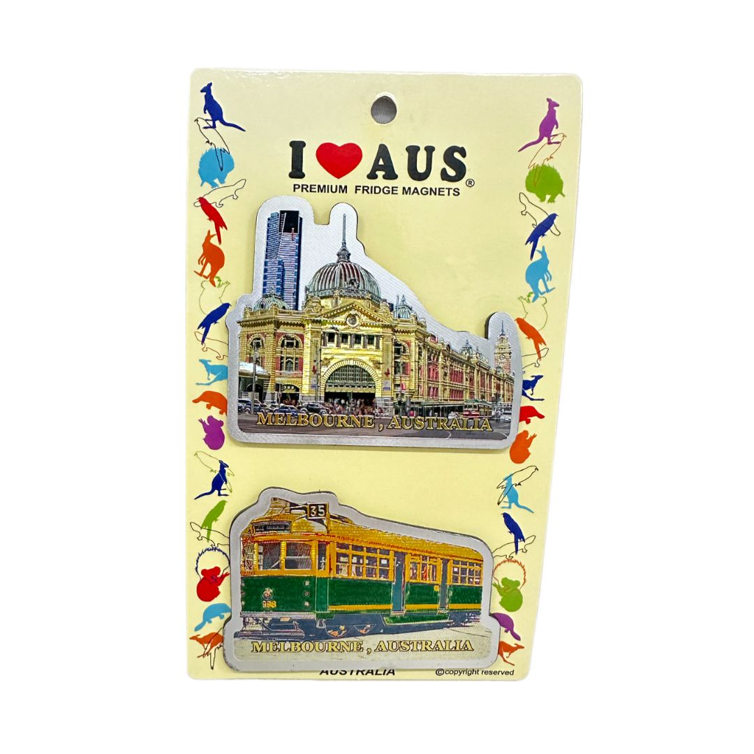 Melbourne Australia Flinders & Tram Magnets S2 — Spoilt Gift & Homewares