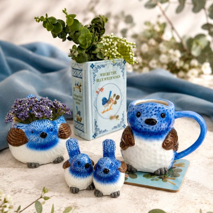 Blue Wren Salt & Pepper Shakers 7cm