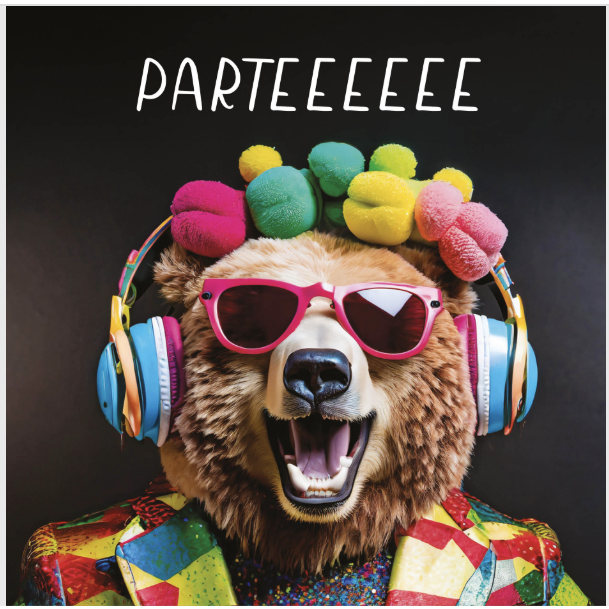 Parteeeeee Bear Card