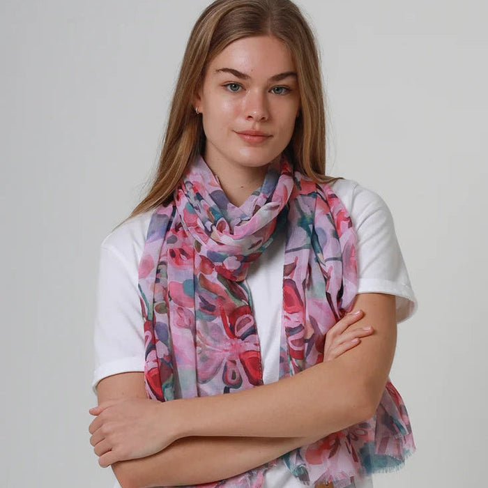 Flower Abstract Pink Scarf