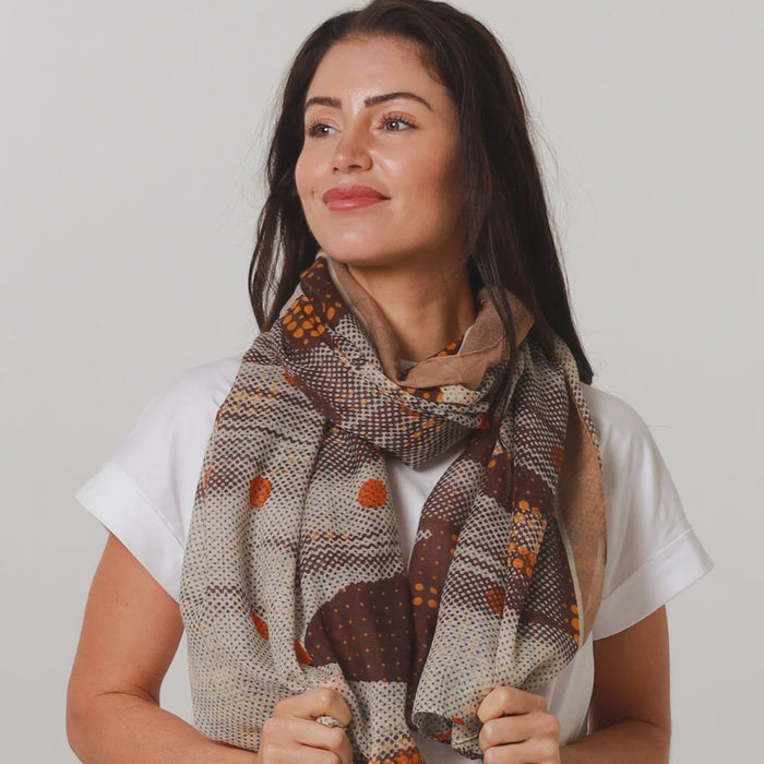 Spotty Brown & Orange Scarf