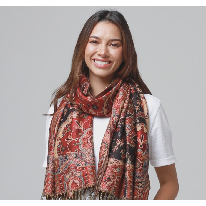Diella Paisley Scarf Red & Black