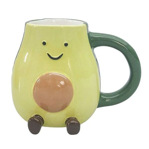 Avocado-shaped mug with a smiling face