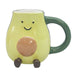 Avocado-shaped mug with a smiling face