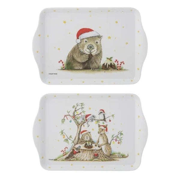 set of 2schristmas australian animal trays