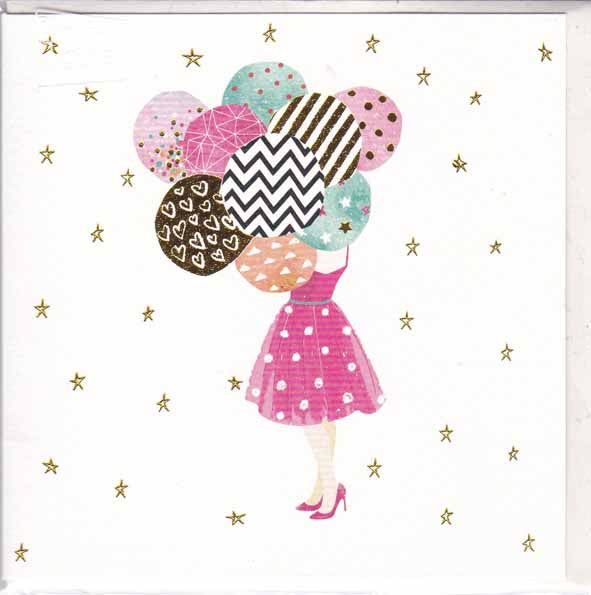 Girl with Balloons Card