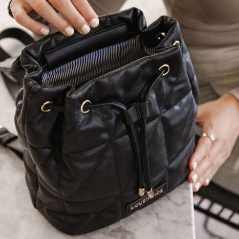 black ladies puffer backpack bag