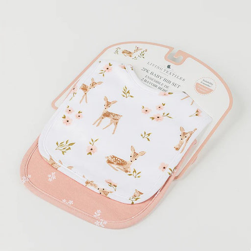 baby bibs set of two with deer print terry towelling