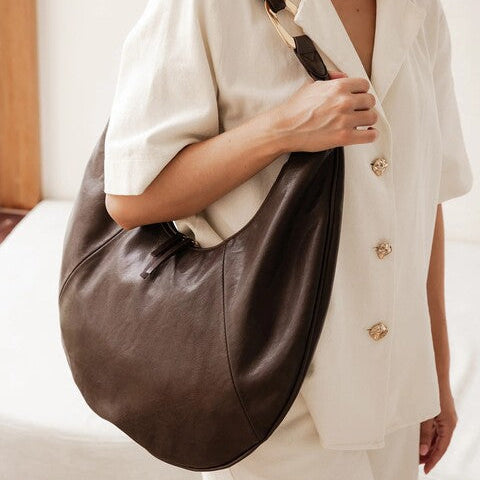 brown vegan  leather bag