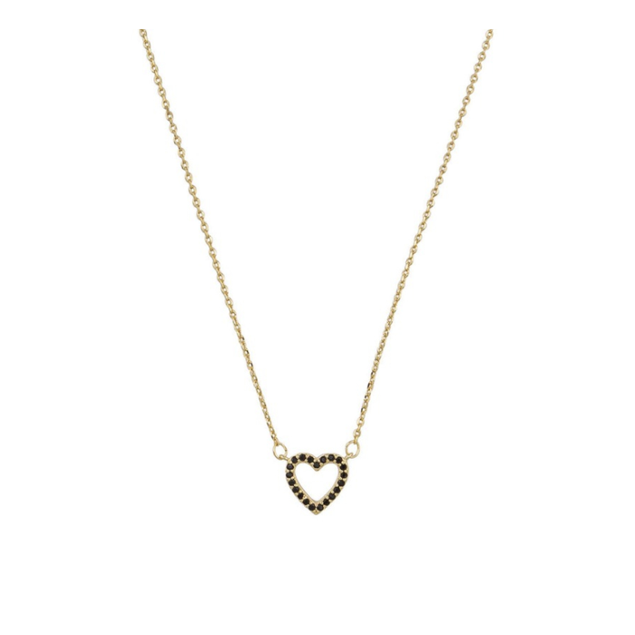 Tiger Tree Gold & Black Crystal Heart Necklace