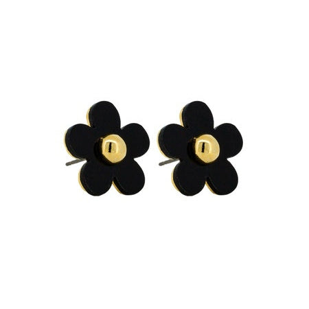 Black flower-shaped earrings 