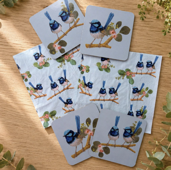 Blue Wren Napkins Set of 20