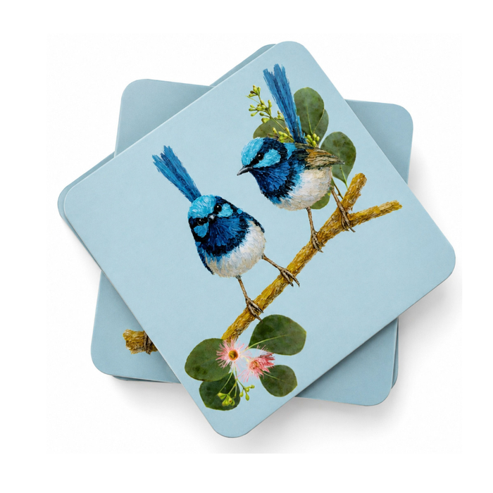 Blue Wren Coasters 10cm Set of 4
