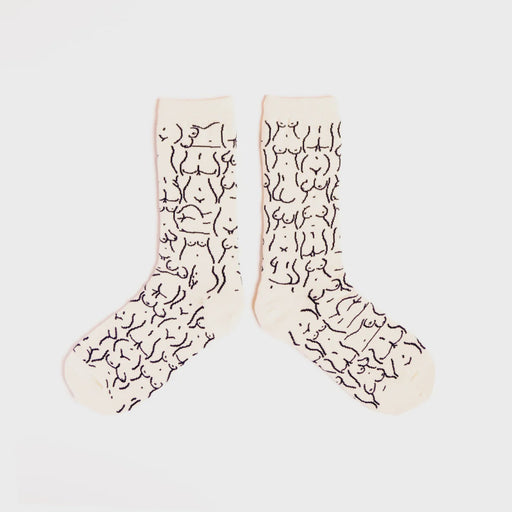 Pair of socks with fun boob pattern