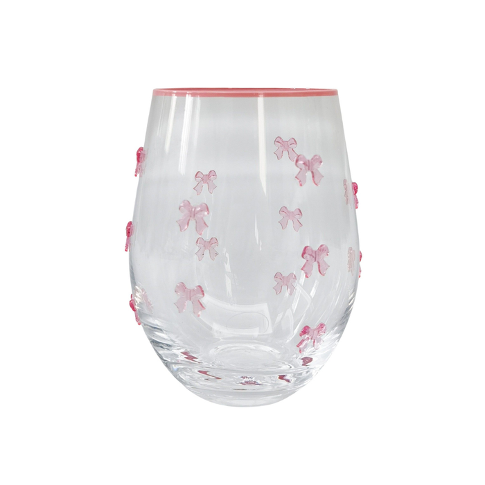 Kaya Bow Stemless Glass Pink 12cm