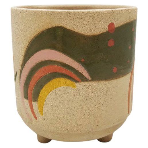 Urban Products Haven Rainbow Pink & Green Planter Pot with Legs Medium 15cm