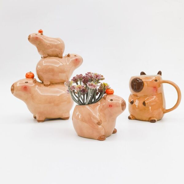 4 Stack Capybara Urban Products Capybara Family Stack Vase Brown 25cm — Spoilt Gift ...