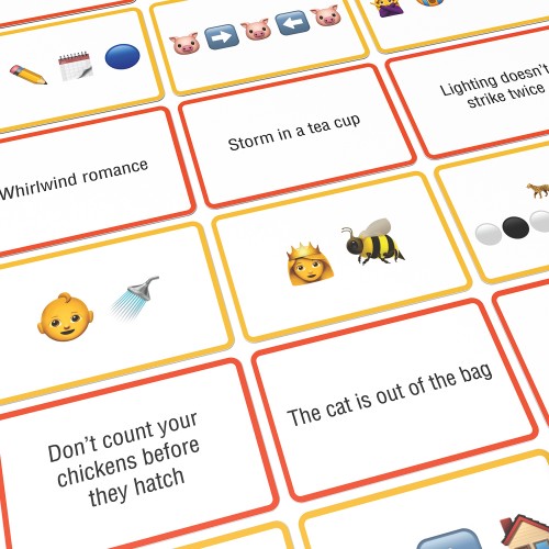 guess the emoticon phrase card game for families