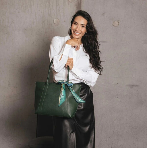 dark green vegan leather handbag set for women