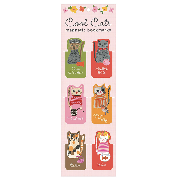 Cool Cats Magnetic Bookmarks 6pcs Set