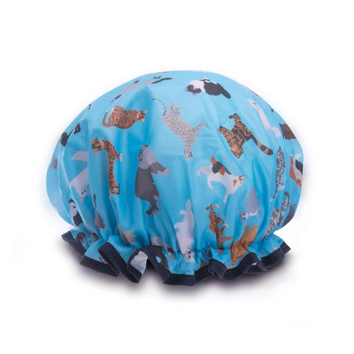 cat printed shower cap