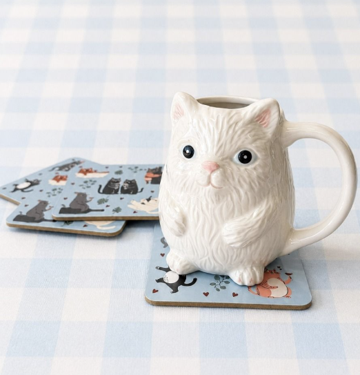 Cat Mug White 10cm