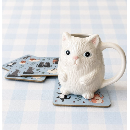 Cat Mug White 10cm