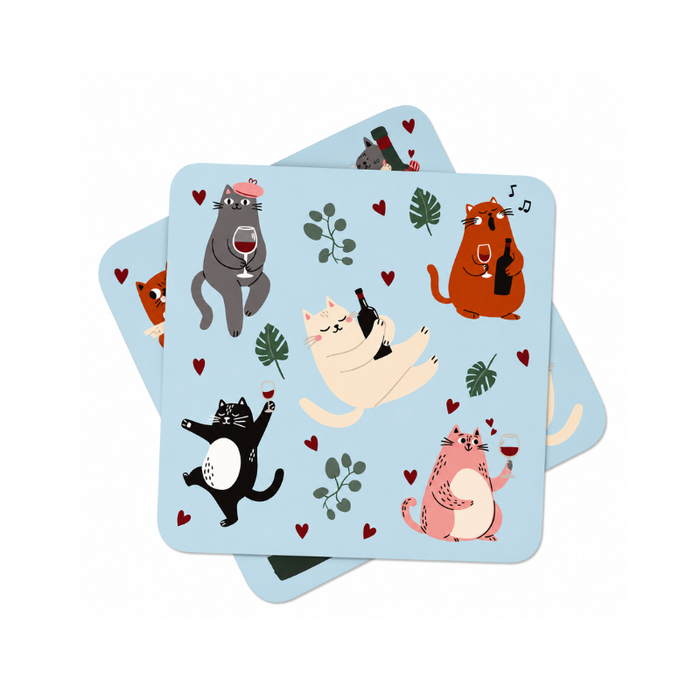 Playful Paws Cat Coasters 10cm Set of 4
