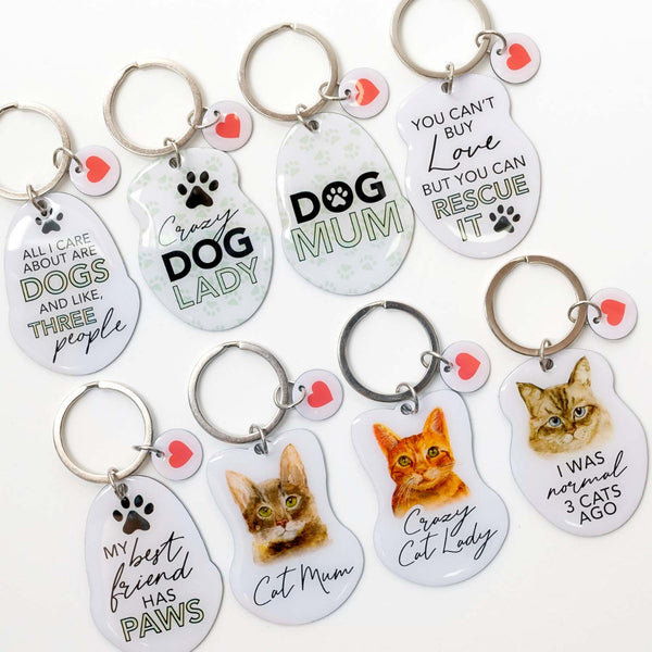 crazy dog lady quote key ring