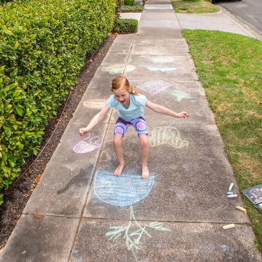 kids chalk game drawing outside