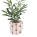 decorative pot with pink ribbon design