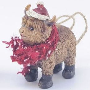 highland cow christmas hanging decoration