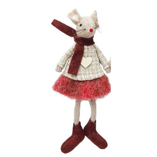 Elegant Girl Mouse Hanging Decoration Red 15cm