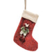 Red Christmas stocking with a decorative mouse for christmas