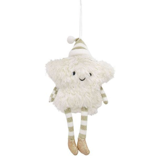 fluffy white star shaped christmas tree decoration