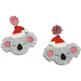 Pair of earrings with glittery koala faces and Santa hats australian animal souvenir