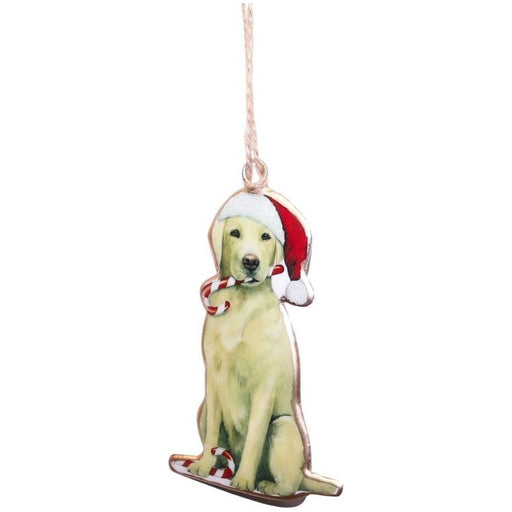 golden retreiver hanging christmas decoration dog